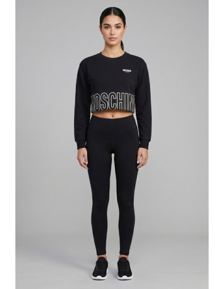 Moschino felpa girocollo cropped con stampa logo sul fondo V6A1721-4418 [f5625c08]