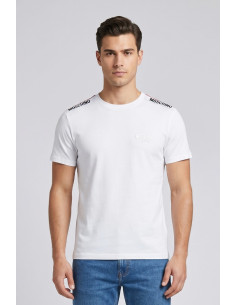 Moschino t-shirt in cotone con bande logate V1A0781-4405 [68da9060]