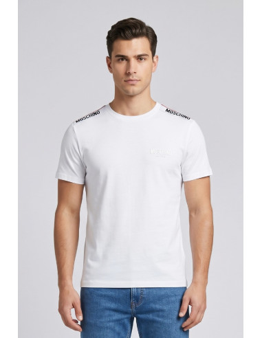 Moschino t-shirt in cotone con bande logate V1A0781-4405 [68da9060]