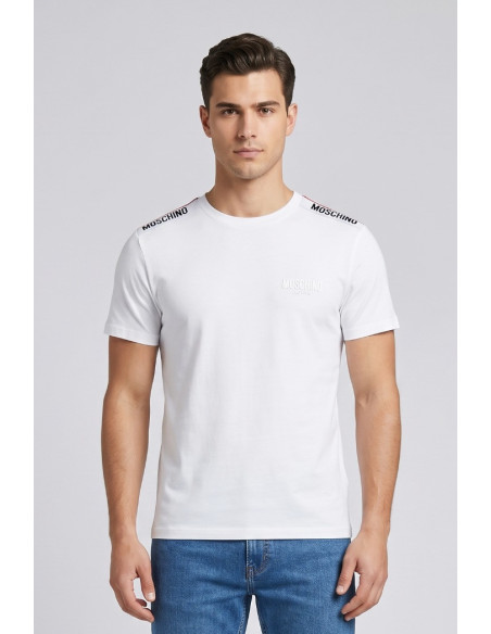Moschino t-shirt in cotone con bande logate V1A0781-4405 [68da9060]
