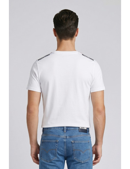 Moschino t-shirt in cotone con bande logate V1A0781-4405 [b1fcd36d]