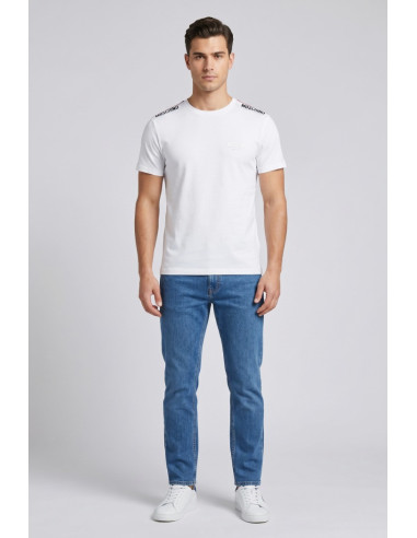 Moschino t-shirt in cotone con bande logate V1A0781-4405 [06e11269]