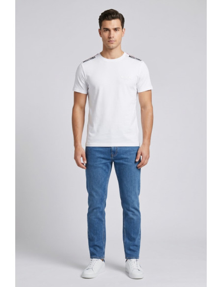Moschino t-shirt in cotone con bande logate V1A0781-4405 [06e11269]