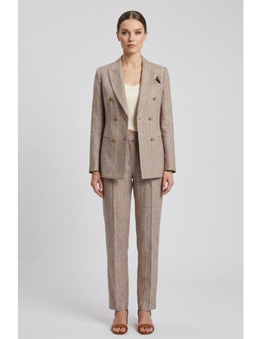 Markup tailleur gessato in misto lino e cotone MW1660003 [b37a0129]