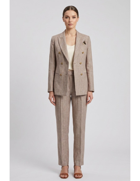 Markup tailleur gessato in misto lino e cotone MW1660003 [b37a0129]