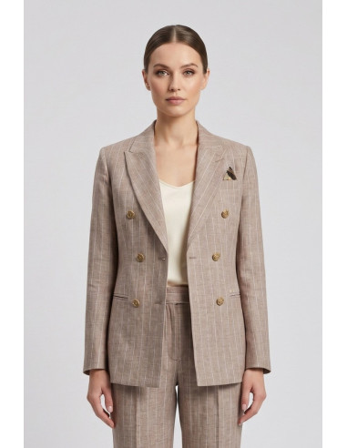 Markup tailleur gessato in misto lino e cotone MW1660003 [dd418320]