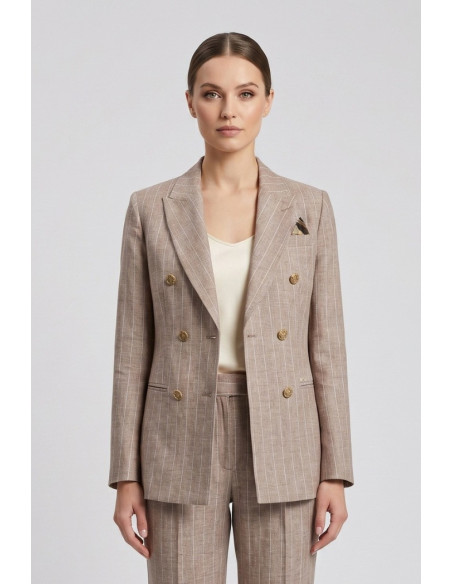 Markup tailleur gessato in misto lino e cotone MW1660003 [dd418320]