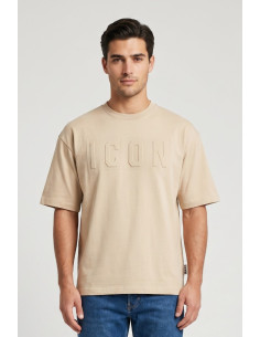 Icon t-shirt in cotone con logo in rilievo IUT036 [dbb1a101]