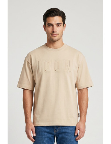 Icon t-shirt in cotone con logo in rilievo IUT036 [dbb1a101]