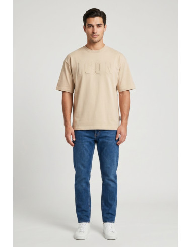 Icon t-shirt in cotone con logo in rilievo IUT036 [b58a2308]