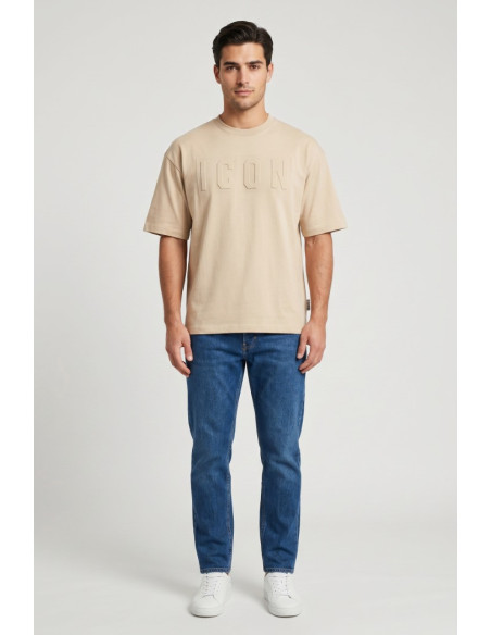 Icon t-shirt in cotone con logo in rilievo IUT036 [b58a2308]
