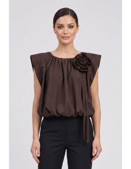 Maidoma blusa in cotone con dettaglio fiore pe26f183/ma8441 [e97e882c]