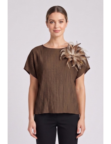 Maidoma blusa in viscosa stretch con dettaglio piume pe26f183/ma8449 [c49eb711]
