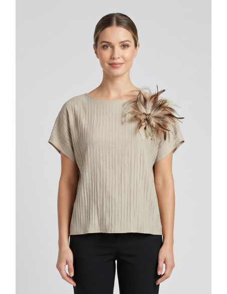 Maidoma blusa in viscosa stretch con dettaglio piume pe26f183/ma8449 [dffdd1bf]