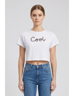 Fly Girl t-shirt in cotone stretch con strass 1005/05 [f59981f1]