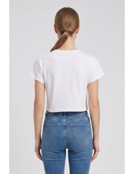 Fly Girl t-shirt in cotone stretch con strass 1005/05 [2cbfc2fc]