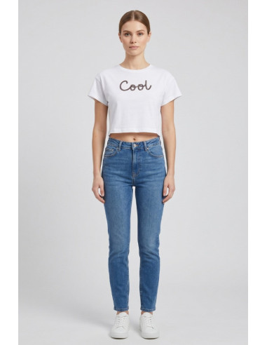 Fly Girl t-shirt in cotone stretch con strass 1005/05 [9ba203f8]
