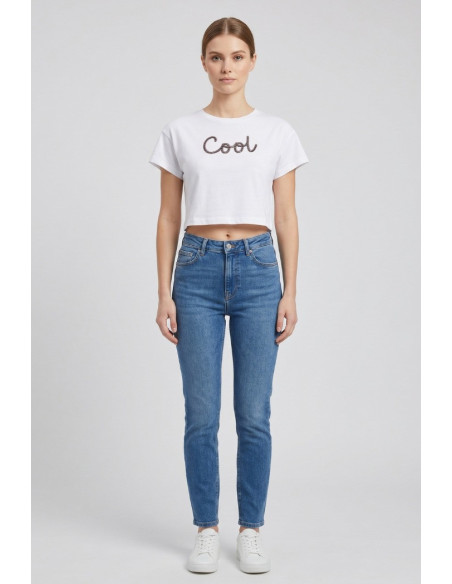 Fly Girl t-shirt in cotone stretch con strass 1005/05 [9ba203f8]