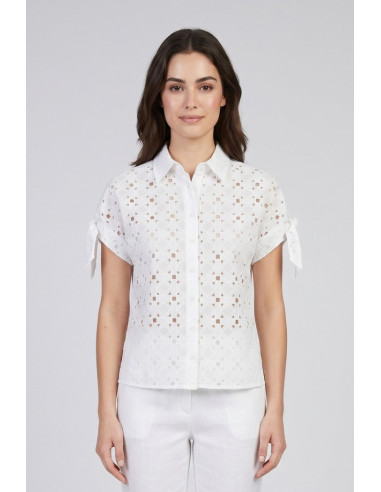 Fresh Flower camicia con lavorazione in pizzo sangallo FD673 [ba106ec8]