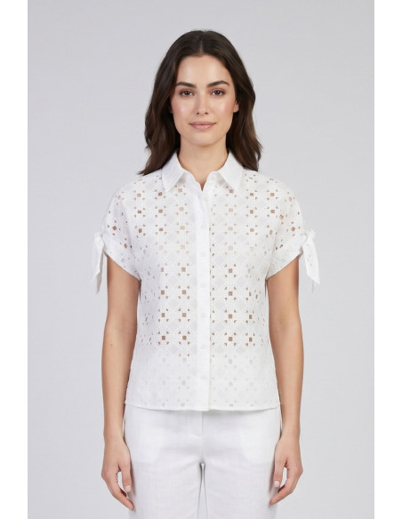 Fresh Flower camicia con lavorazione in pizzo sangallo FD673 [ba106ec8]