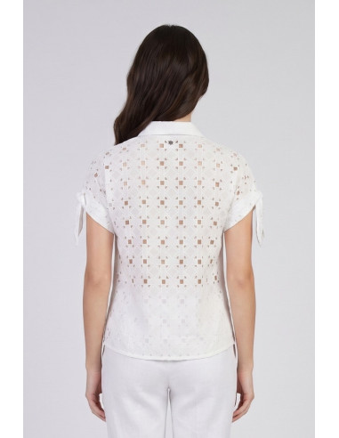 Fresh Flower camicia con lavorazione in pizzo sangallo FD673 [63362dc5]