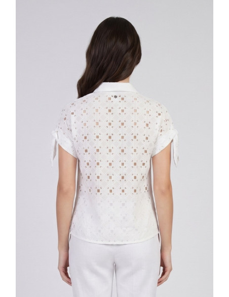 Fresh Flower camicia con lavorazione in pizzo sangallo FD673 [63362dc5]