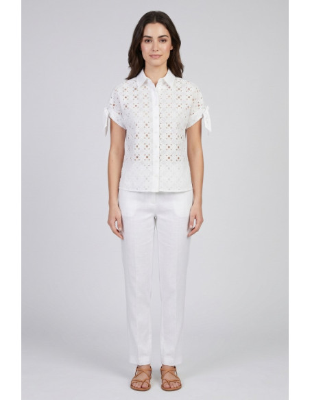Fresh Flower camicia con lavorazione in pizzo sangallo FD673 [d42becc1]