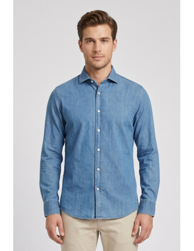 Paul Matthew camicia in denim di cotone stretch CF11-1001 [3e9af249]