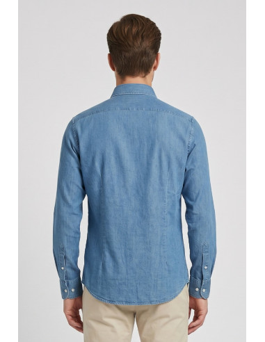 Paul Matthew camicia in denim di cotone stretch CF11-1001 [e7bcb144]