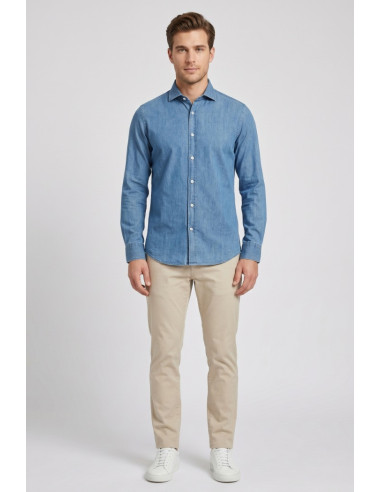 Paul Matthew camicia in denim di cotone stretch CF11-1001 [50a17040]
