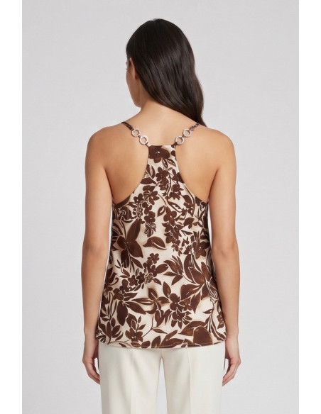 Fly Girl top in viscosa a fantasia con applicazioni 2404/09 [85df8c7c]
