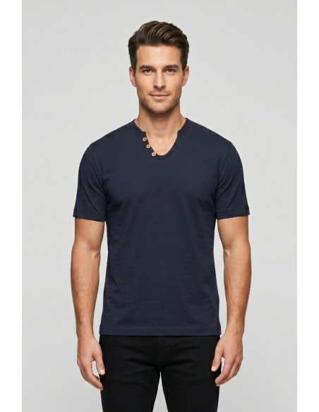 Urban Ring t-shirt in jersey di cotone con bottoni sul collo UR1110042 [c0803a70]