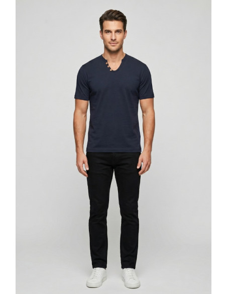 Urban Ring t-shirt in jersey di cotone con bottoni sul collo UR1110042 [aebbb879]
