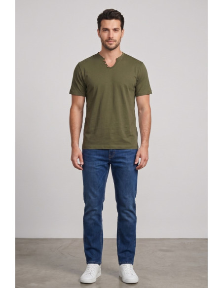 Urban Ring t-shirt in jersey di cotone con bottoni sul collo UR1110042 [54c36a9a]