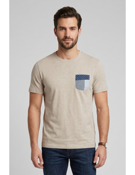Guy t-shirt in jersey di cotone con taschino Cabrio118-sb M49889 [62b72d9c]