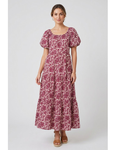 Fresh Flower abito in popeline di cotone con stampa boho FD635 [478e5f48]
