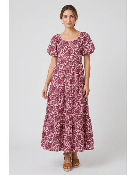 Fresh Flower abito in popeline di cotone con stampa boho FD635 [478e5f48]
