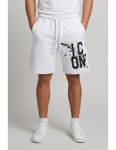 Icon bermuda in misto cotone con stampa logo effetto schizzato IUB026 [65bfe565]