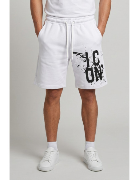 Icon bermuda in misto cotone con stampa logo effetto schizzato IUB026 [65bfe565]