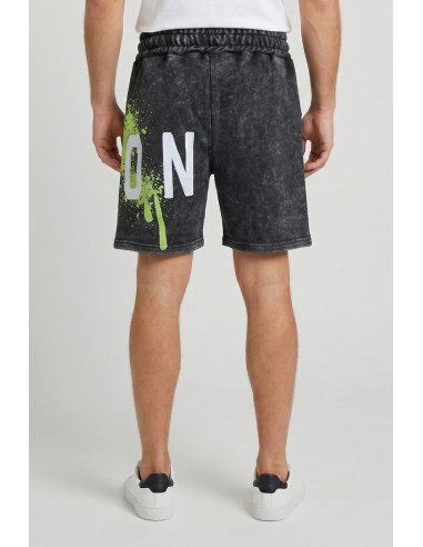 Icon bermuda in misto cotone con stampa logo effetto fluo IUB014 [841322b1]