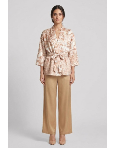Fresh Flower kimono in raso a fantasia maioliche FD640 [ebc882ae]