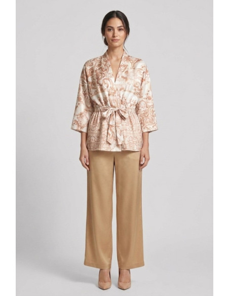 Fresh Flower kimono in raso a fantasia maioliche FD640 [ebc882ae]