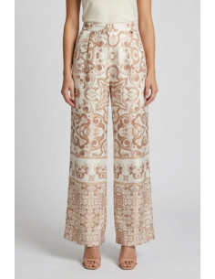 Fresh Flower pantalone in raso a fantasia maioliche FD641 [2cfd3f2a]