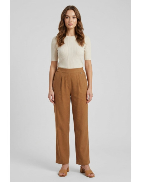 Fresh Flower pantalone in misto lino con pinces FD654 [785d84de]