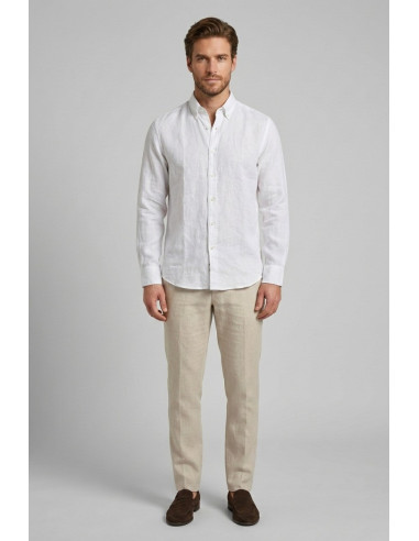 Guy camicia botton down in lino Custom919x-1211 M50090 [8aa77644]