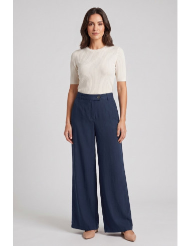 Fresh Flower pantalone palazzo in misto lino FD655 [0d14f01a]