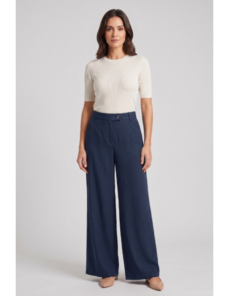 Fresh Flower pantalone palazzo in misto lino FD655 [0d14f01a]