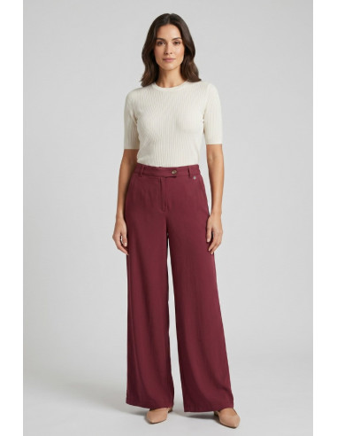 Fresh Flower pantalone palazzo in misto lino FD655 [84e19918]