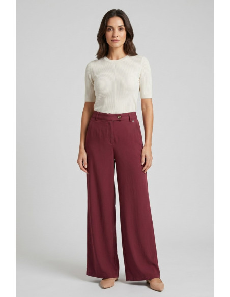 Fresh Flower pantalone palazzo in misto lino FD655 [84e19918]