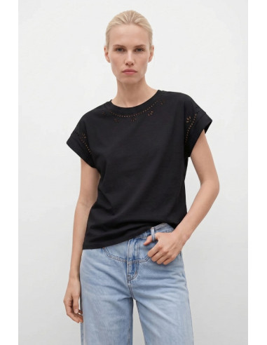 Influencer t-shirt in cotone con ricamo Sangallo 05AB223 [ac07e1db]